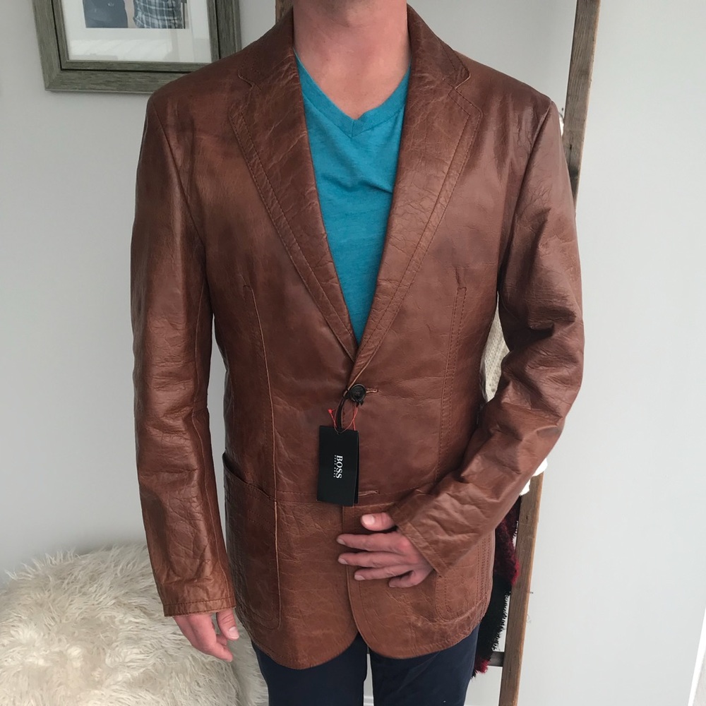 Hugo Boss Men’s Italian Lamb Leather Jacket